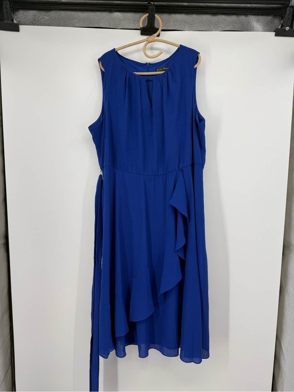 Jessica Howard Royal Blue Cascade Ruffle Tie Waist Sleeveless Dress Plus Size 20 - Picture 9 of 11